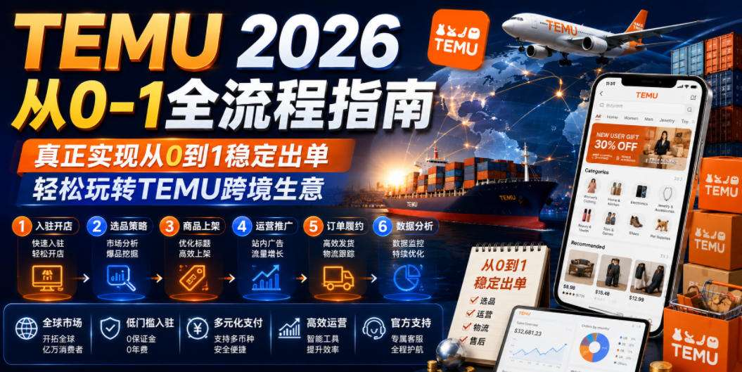 TEMU 2026从0-1全流程指南，真正实现从0到1稳定出单，轻松玩转TEMU跨境生意-资源后花园