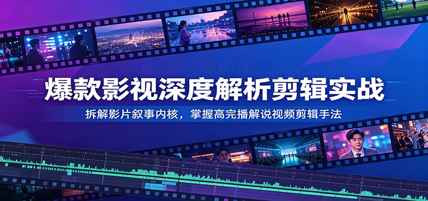 爆款影视深度解析剪辑实战：拆解影片叙事内核，掌握高完播解说视频剪辑手法-资源后花园