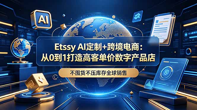 Etsy AI定制+跨境电商：从0到1打造高客单价数字产品店，不囤货不压库存全球销售-资源后花园