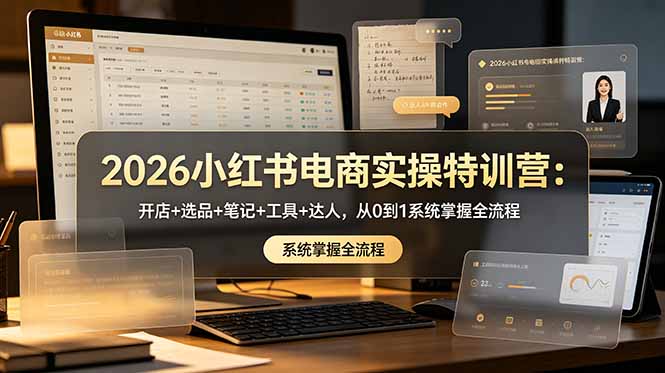 2026小红书电商实操特训营：开店+选品+笔记+工具+达人，从0到1系统掌握全流程-资源后花园