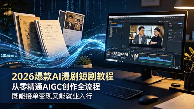 2026 爆款 AI 漫剧短剧教程 从零精通 AIGC 创作全流程 既能接单变现又能就业入行-资源后花园