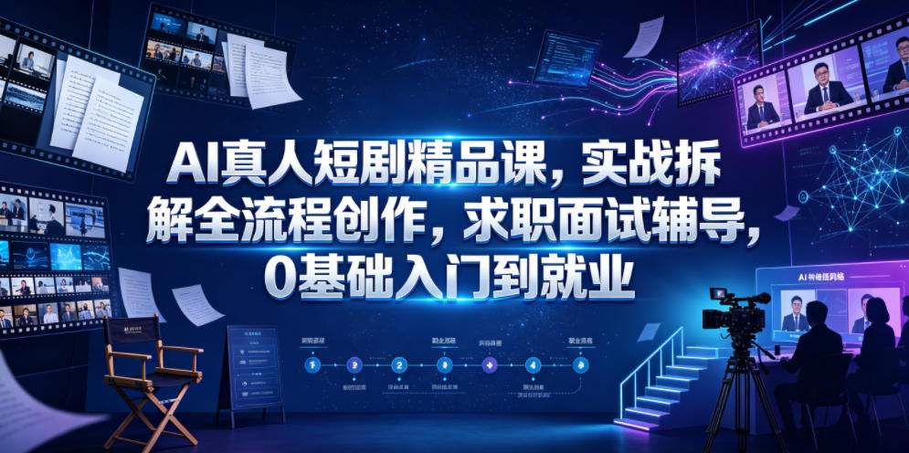AI真人短剧精品课，实战拆解全流程创作，求职面试辅导，0基础入门到就业-资源后花园