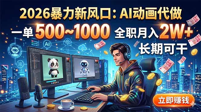 2026暴力新风口：AI动画代做，一单500~1000，全职月入2W+，长期可干-资源后花园