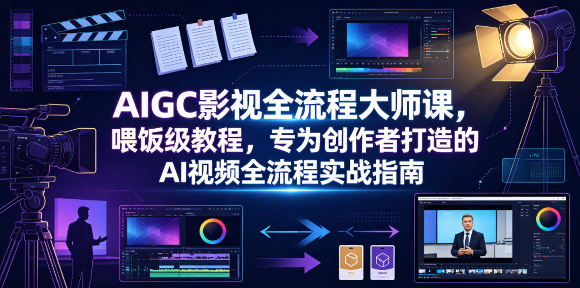 AIGC影视全流程大师课，喂饭级教程，专为创作者打造的AI视频全流程实战指南-资源后花园