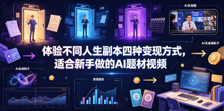 体验不同人生副本四种变现方式，适合新手做的AI题材视频-资源后花园