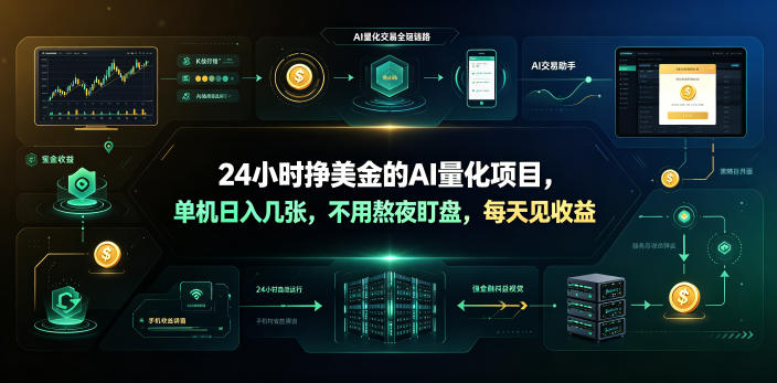 24小时挣美金的AI量化项目，单机日入几十美刀，不用熬夜盯盘，每天见收益【揭秘】-资源后花园