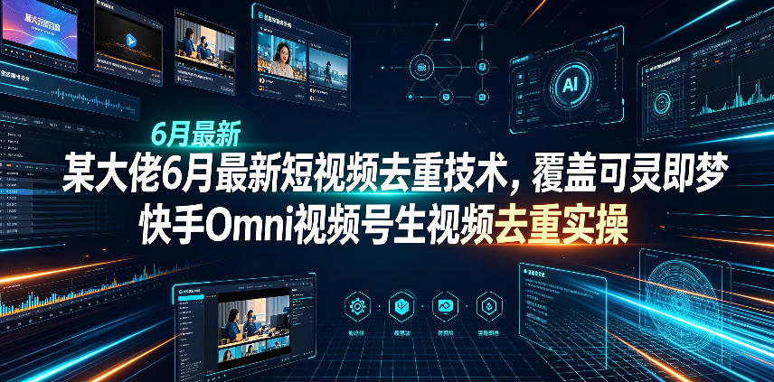 某大佬6月最新短视频去重技术，覆盖可灵即梦快手Omni视频号生视频去重实操-资源后花园
