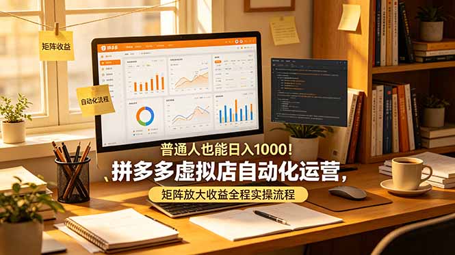 普通人也能日入 1000！拼多多虚拟店自动化运营，矩阵放大收益全程实操流程-资源后花园