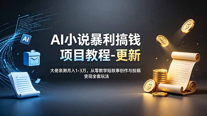 AI小说暴利搞钱项目教程-更新，大佬亲测月入1-3万，从零教学短故事创作与投稿变现全套玩法-资源后花园