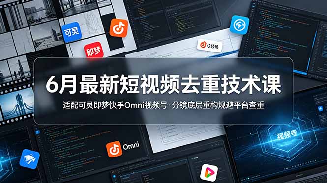 6月最新短视频去重技术课，适配可灵即梦快手Omni视频号，分镜底层重构规避平台查重-资源后花园