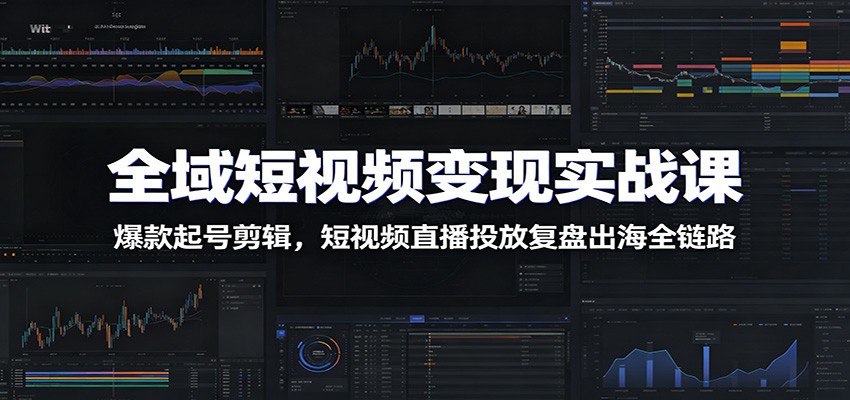全域短视频变现实战课：爆款起号剪辑，短视频直播投放复盘出海全链路-资源后花园