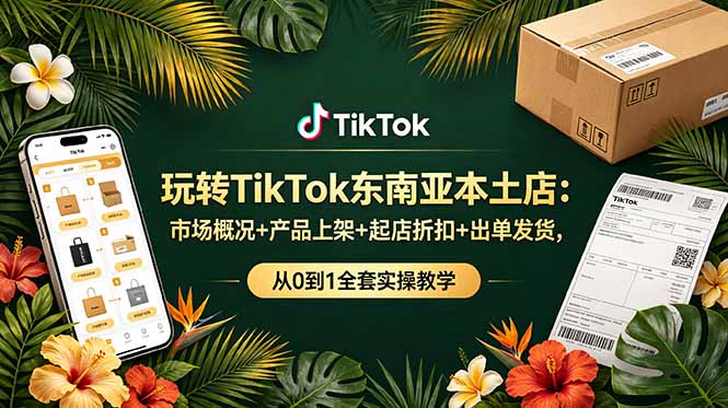 玩转TikTok东南亚本土店：市场概况+产品上架+起店折扣+出单发货，从0到1全套实操教学-资源后花园