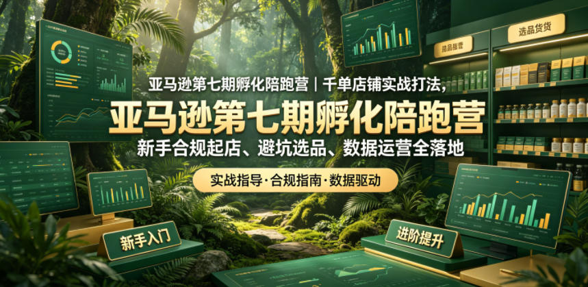 亚马逊第七期孵化陪跑营｜千单店铺实战打法，新手合规起店、避坑选品、数据运营全落地(更新0625)-资源后花园