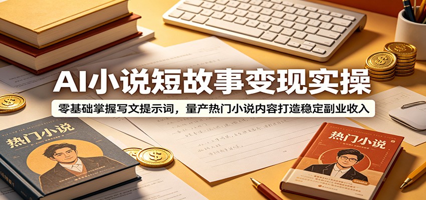AI小说短故事变现实操：零基础掌握写文提示词，量产热门小说内容打造稳定副业收入-资源后花园