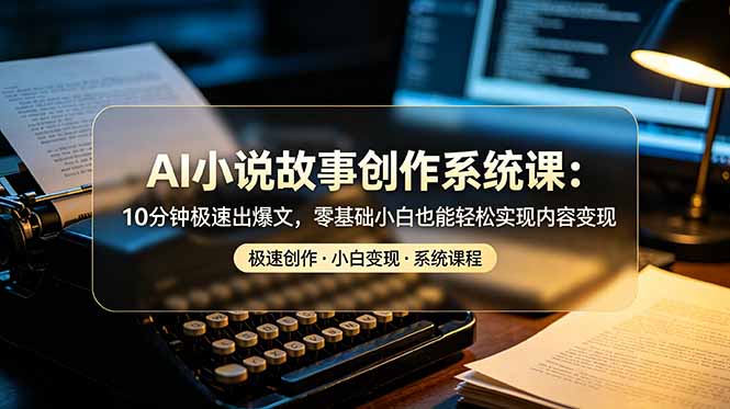 AI小说故事创作系统课：10分钟极速出爆文，零基础小白也能轻松实现内容变现-资源后花园