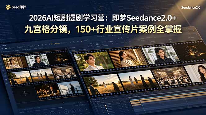 2026AI短剧漫剧学习营：即梦Seedance2.0+九宫格分镜，150+行业宣传片案例全掌握-资源后花园