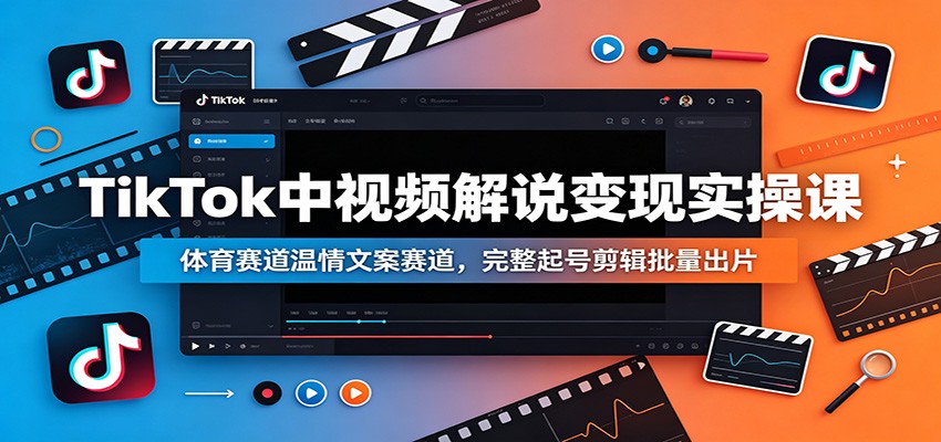 TikTok中视频解说变现实操课：体育赛道温情文案赛道，完整起号剪辑批量出片-资源后花园