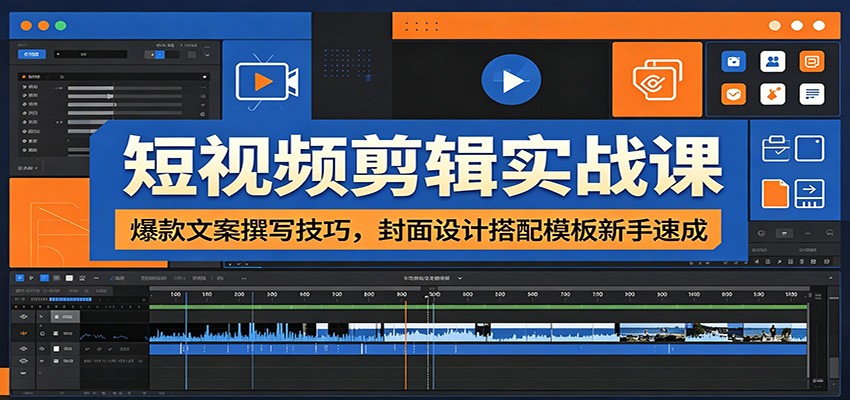 短视频剪辑实战课：爆款文案撰写技巧，封面设计搭配模板新手速成-资源后花园