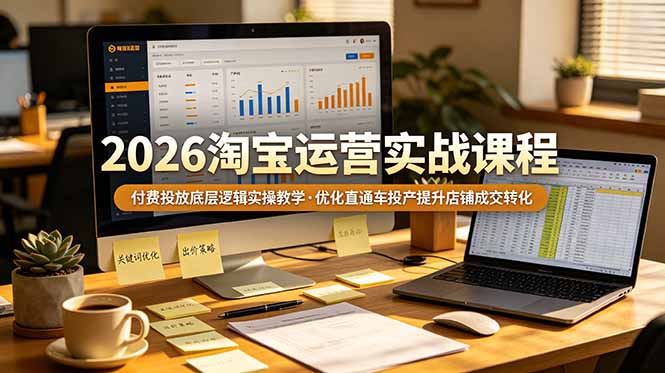 2026 淘宝运营实战课程，付费投放底层逻辑实操教学，优化直通车投产提升店铺成交转化-资源后花园