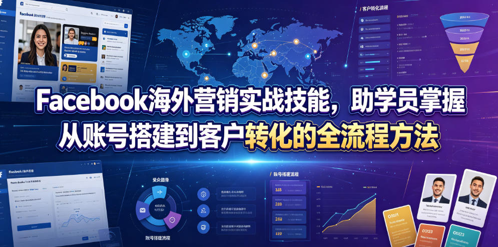Facebook海外营销实战技能，助学员掌握从账号搭建到客户转化的全流程方法-资源后花园
