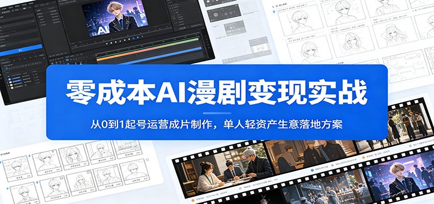 零成本AI漫剧变现实战：从0到1起号运营成片制作，单人轻资产生意落地方案-资源后花园