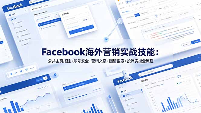 Facebook海外营销实战技能：公共主页搭建+账号安全+营销文案+图谱搜索+投流实操全流程-资源后花园
