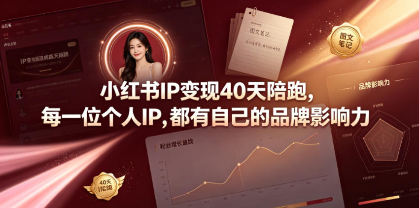 小红书IP变现40天陪跑，每一位个人IP，都有自己的品牌影响力-资源后花园