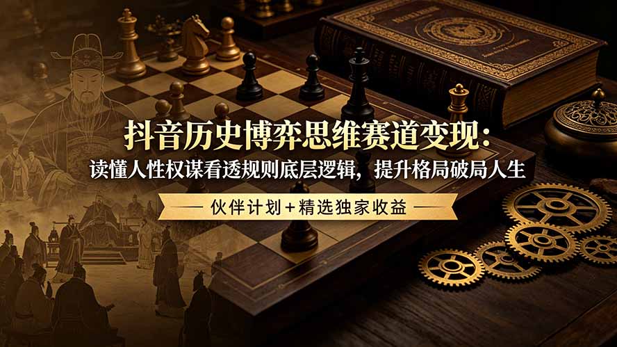 抖音历史博弈思维赛道变现：读懂人性权谋看透规则底层逻辑，提升格局破局人生，伙伴计划+精选独家收益-资源后花园