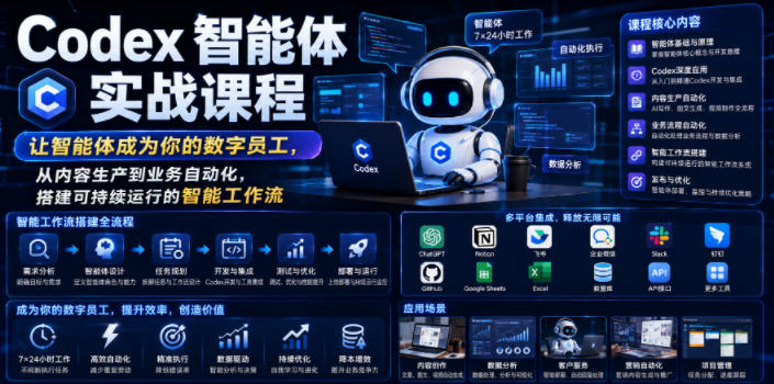 Codex智能体实战课程，让智能体成为你的数字员工，从内容生产到业务自动化，搭建可持续运行的智能工作流-资源后花园