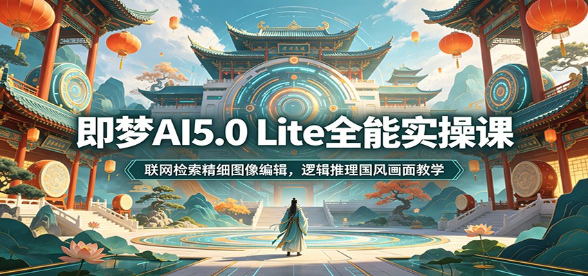 即梦AI5.0 Lite全能实操课：联网检索精细图像编辑，逻辑推理国风画面教学-资源后花园