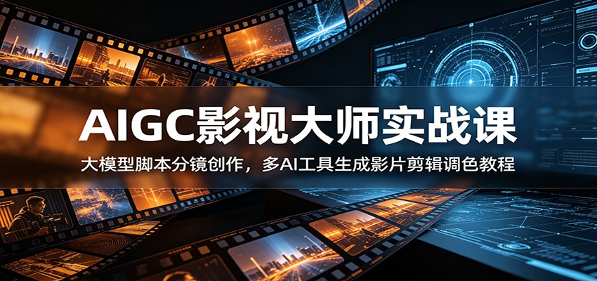 AIGC影视大师实战课：大模型脚本分镜创作，多AI工具生成影片剪辑调色教程-资源后花园