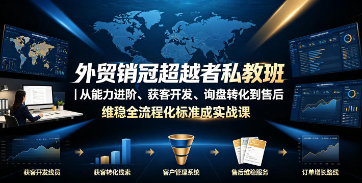 外贸销冠超越者私教班｜从能力进阶、获客开发、询盘转化到售后维稳全流程标准化成交实战课-资源后花园