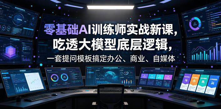 零基础AI训练师实战课，吃透大模型底层逻辑，一套提问模板搞定办公、商业、自媒体、设计、生活全场景AI落地应用-资源后花园