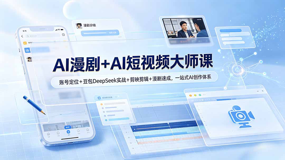 AI漫剧+AI短视频大师课：账号定位+豆包DeepSeek实战+剪映剪辑+漫剧速成，一站式AI创作体系-资源后花园