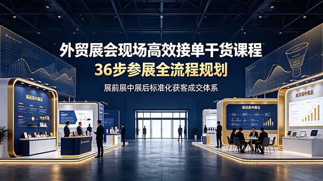 外贸展会现场高效接单干货课程，36步参展全流程规划，展前展中展后标准化获客成交体系-资源后花园