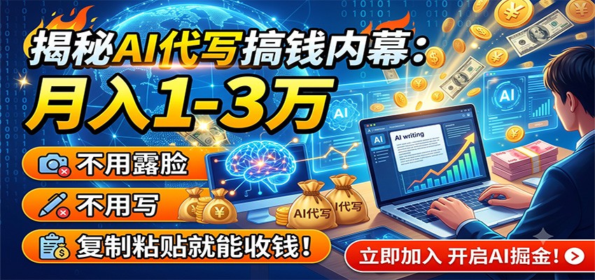 揭秘AI代写搞钱内幕：月入1-3万，不用露脸不用写，复制粘贴就能收钱！-资源后花园