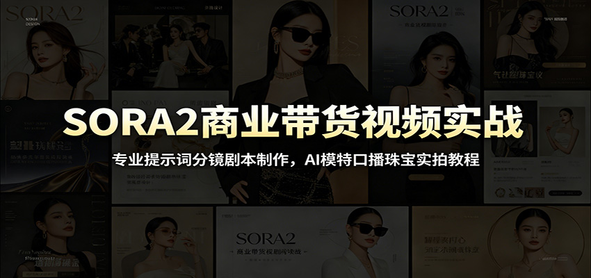 SORA2商业带货视频实战：专业提示词分镜剧本制作，AI模特口播珠宝实拍教程-资源后花园