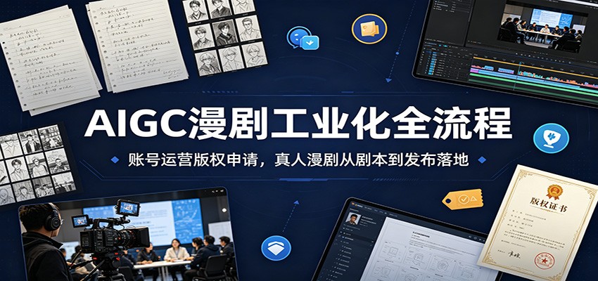 AIGC漫剧工业化全流程：账号运营版权申请，真人漫剧从剧本到发布落地-资源后花园