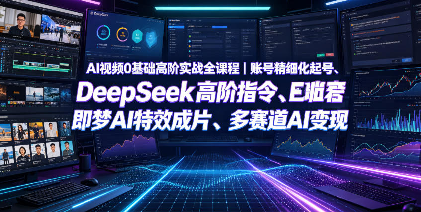 AI视频0基础高阶实战全课程｜账号精细化起号、DeepSeek高阶指令、即梦AI特效成片、多赛道AI短视频量产变现-资源后花园