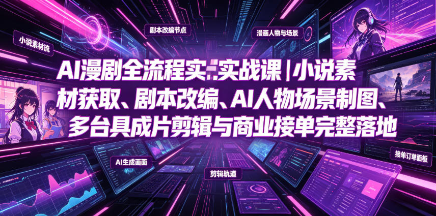 AI漫剧全流程实战课｜小说素材获取、剧本改编、AI人物场景制图、多工具成片剪辑、平台付费变现与商业接单完整落地-资源后花园
