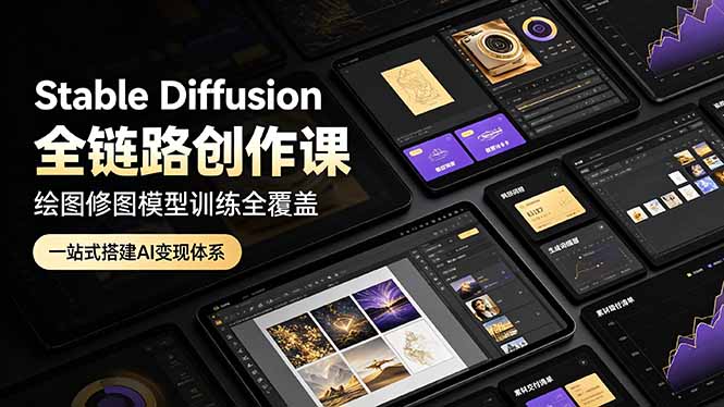 Stable Diffusion全链路创作课，绘图修图模型训练全覆盖，一站式搭建AI变现体系-资源后花园