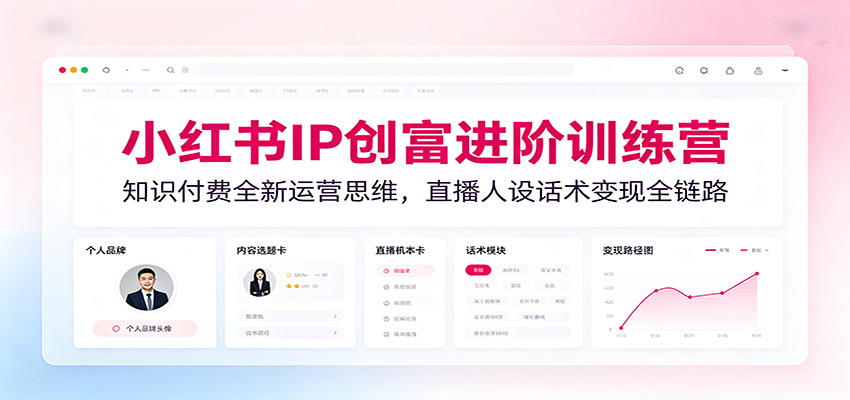 小红书IP创富进阶训练营：知识付费全新运营思维，直播人设话术变现全链路-资源后花园