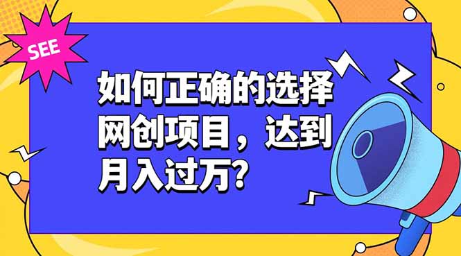 如何正确的选择网创项目，达到月入过万？，本课程教你正确选择项目。-资源后花园