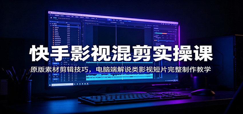 快手影视混剪实操课：原版素材剪辑技巧，电脑端解说类影视短片完整制作教学-资源后花园