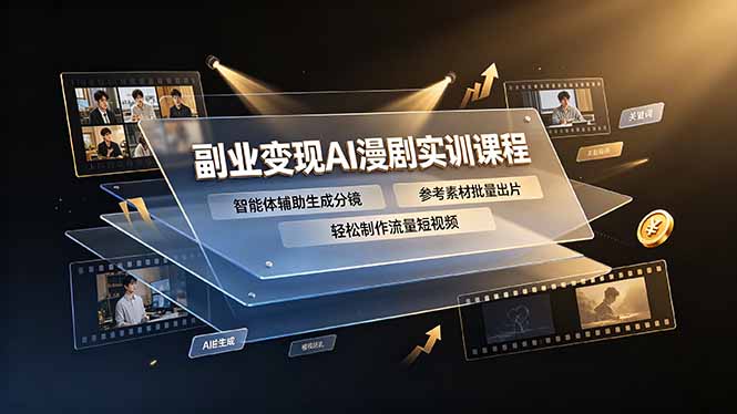 副业变现AI漫剧实训课程，智能体辅助生成分镜，参考素材批量出片，轻松制作流量短视频-资源后花园