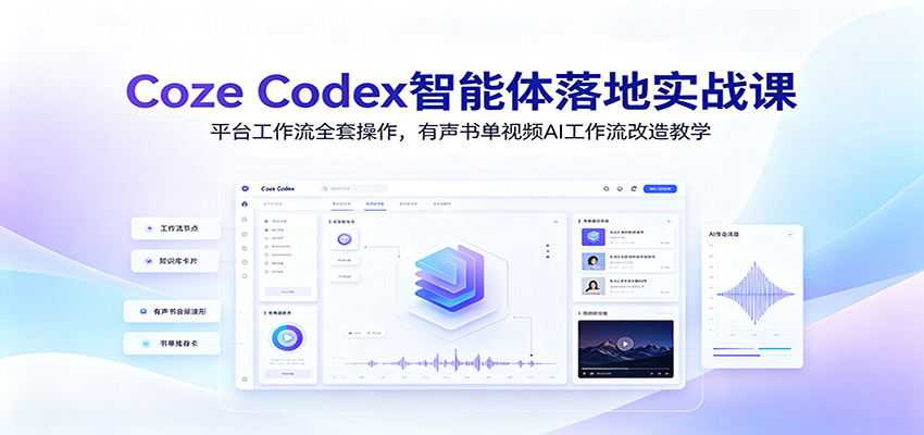 Coze Codex智能体落地实战课：平台工作流全套操作，有声书单视频AI工作流改造教学-资源后花园