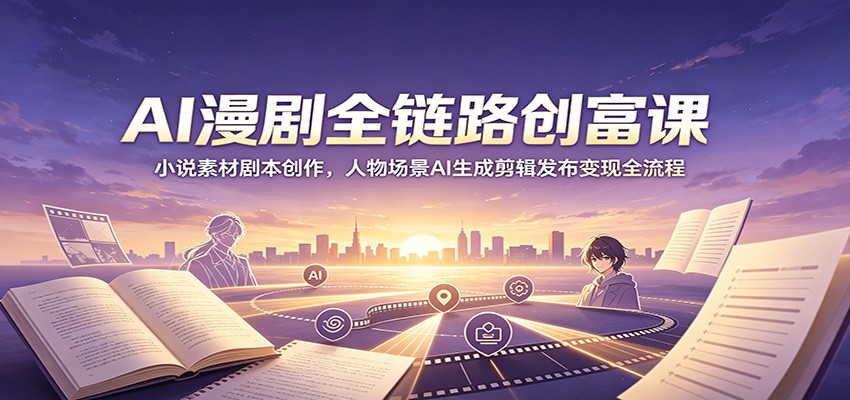 AI漫剧全链路创富课：小说素材剧本创作，人物场景AI生成剪辑发布变现全流程-资源后花园