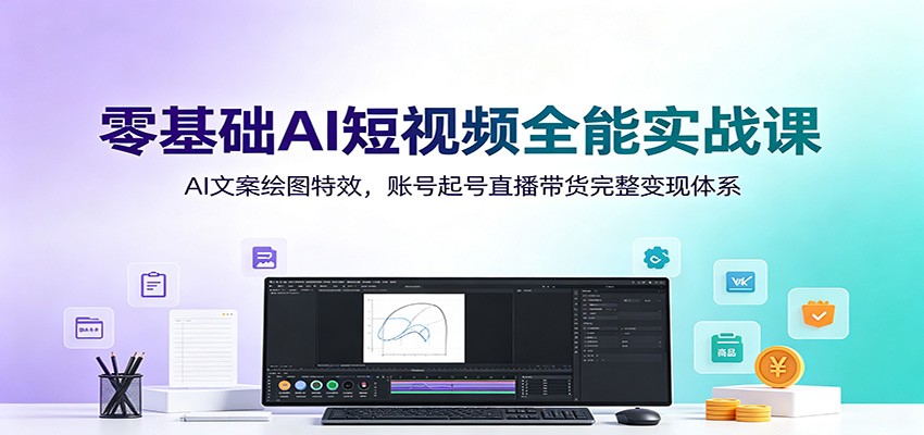 零基础AI短视频全能实战课：AI文案绘图特效，账号起号直播带货完整变现体系-资源后花园
