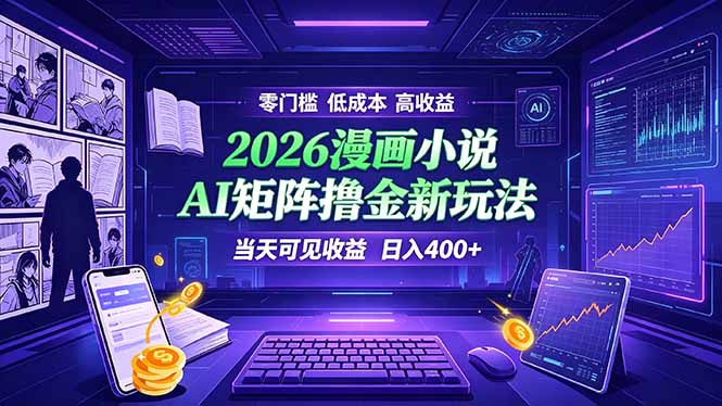 爆款小说漫画大阅读    ai矩阵操作    当天可见收益  日入400+    零门槛    高收益-资源后花园