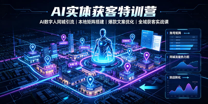 AI实体获客特训营｜AI数字人同城引流、本地矩阵搭建、爆款文案优化全域获客实战课-资源后花园